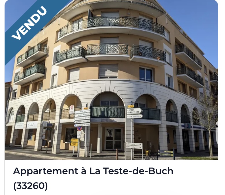 Appartement vendu à La Teste-de-Buch dans un immeuble d’angle du centre-ville