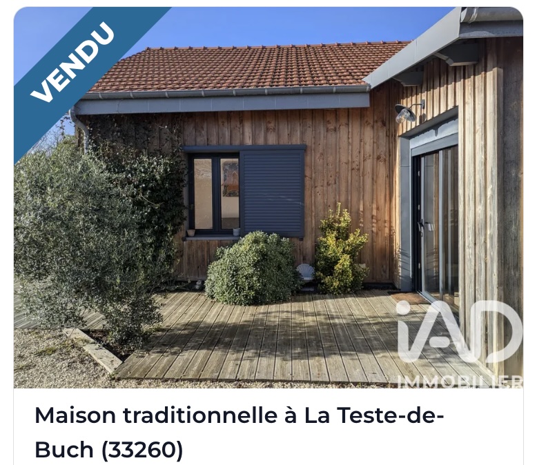 Maison traditionnelle en bois vendue à La Teste-de-Buch